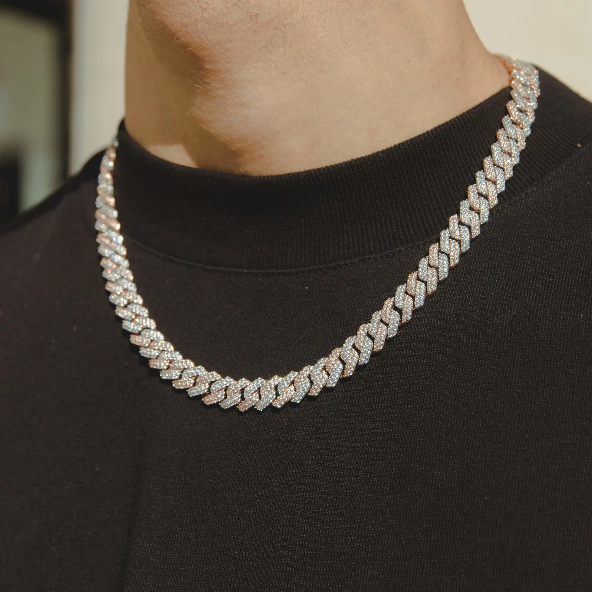 10mm Iced Prong Link Chain - 2 Tone