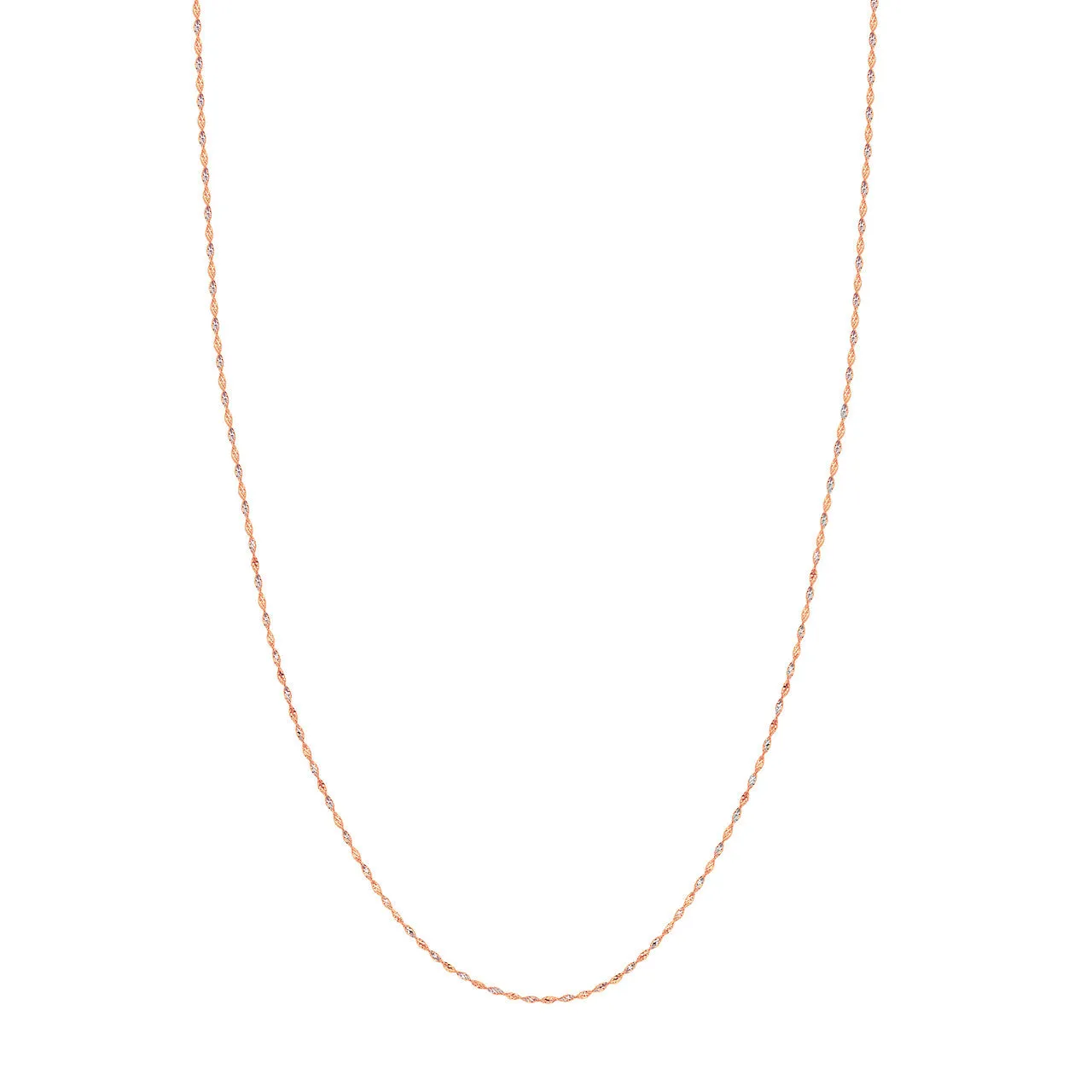 14K Rose White Gold 1.35mm Two-Tone Dorica Chain Necklace with Lobster Lock