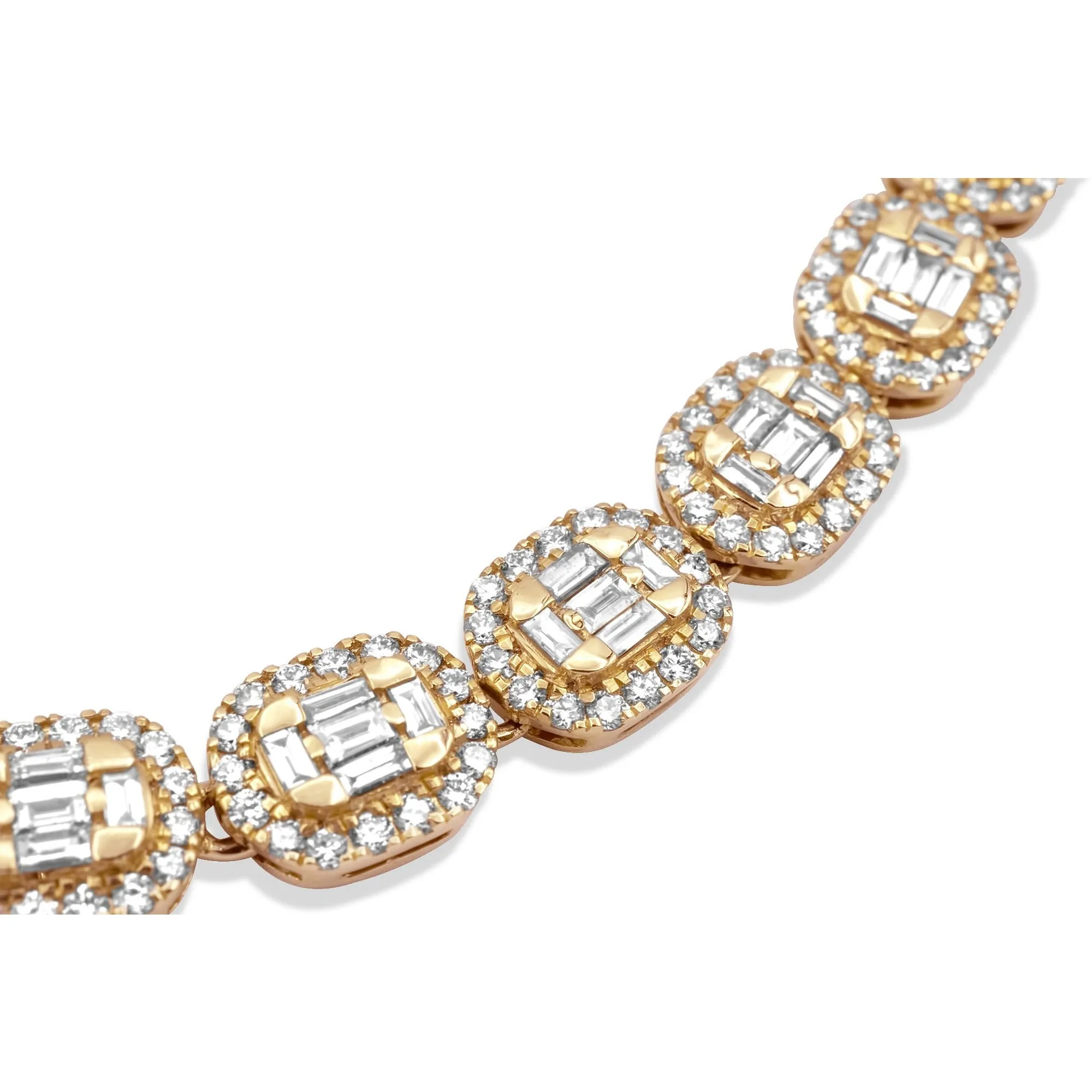 14k Yellow Gold Baguette Diamond Chain 18.05 ctw