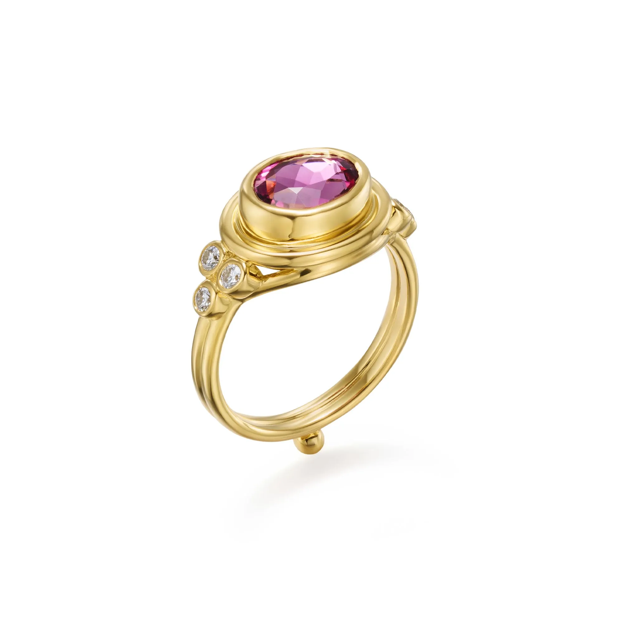 18K Pink Tourmaline Temple Ring