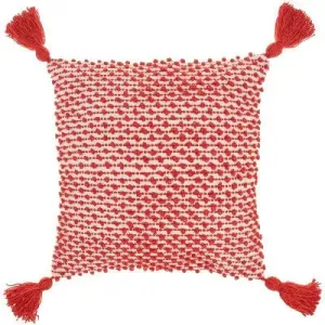 18"x18" Loops Striped Square Throw Pillow with Tassels Red - Mina Victory