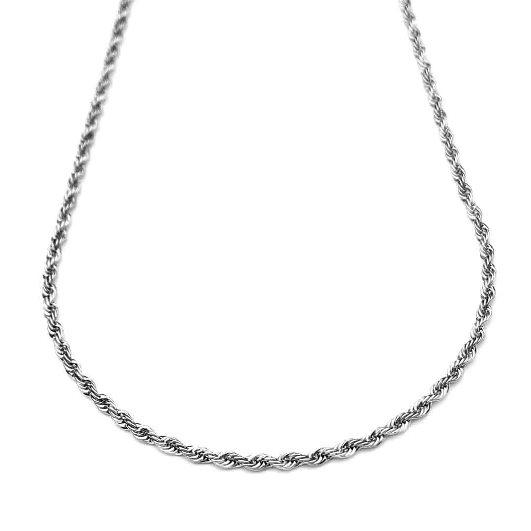 2.0 mm Antiqued Silver Tone Stainless Steel Rope Chain | #C8083