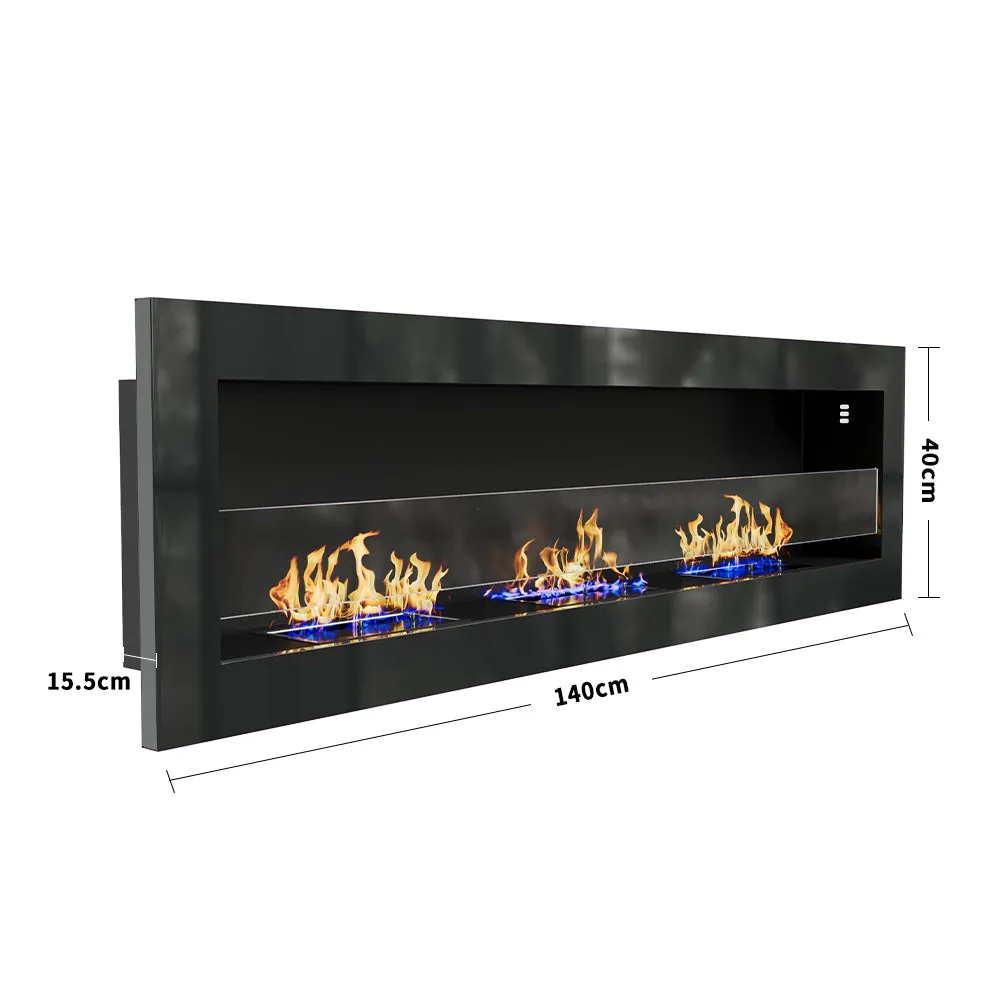 55 Inch Bio Ethanol Fireplace Black Finished Clean Energy Fire Heater