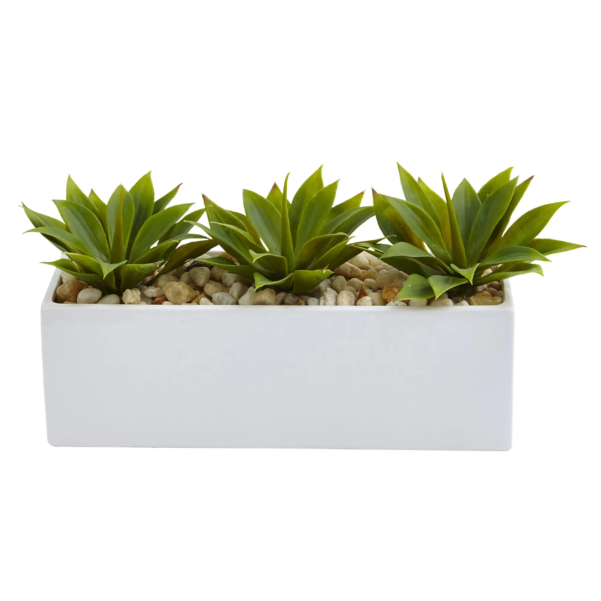 7" Artificial Agave Succulent in Rectangular Planter - Low Maintenance, Life-Like & Vibrant Silk Plants For Busy People.