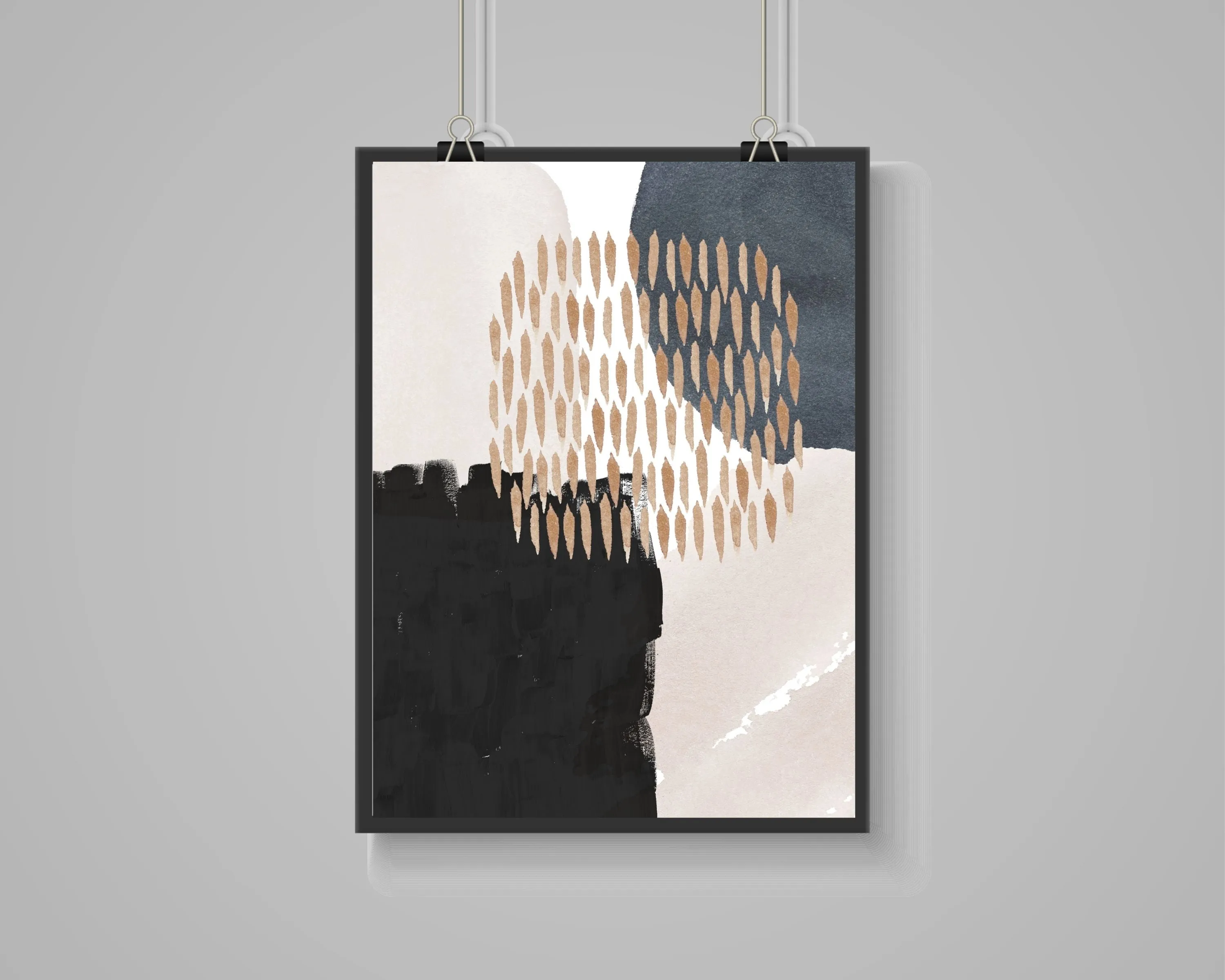 Abstract Boho Art Prints | Black Cream Beige