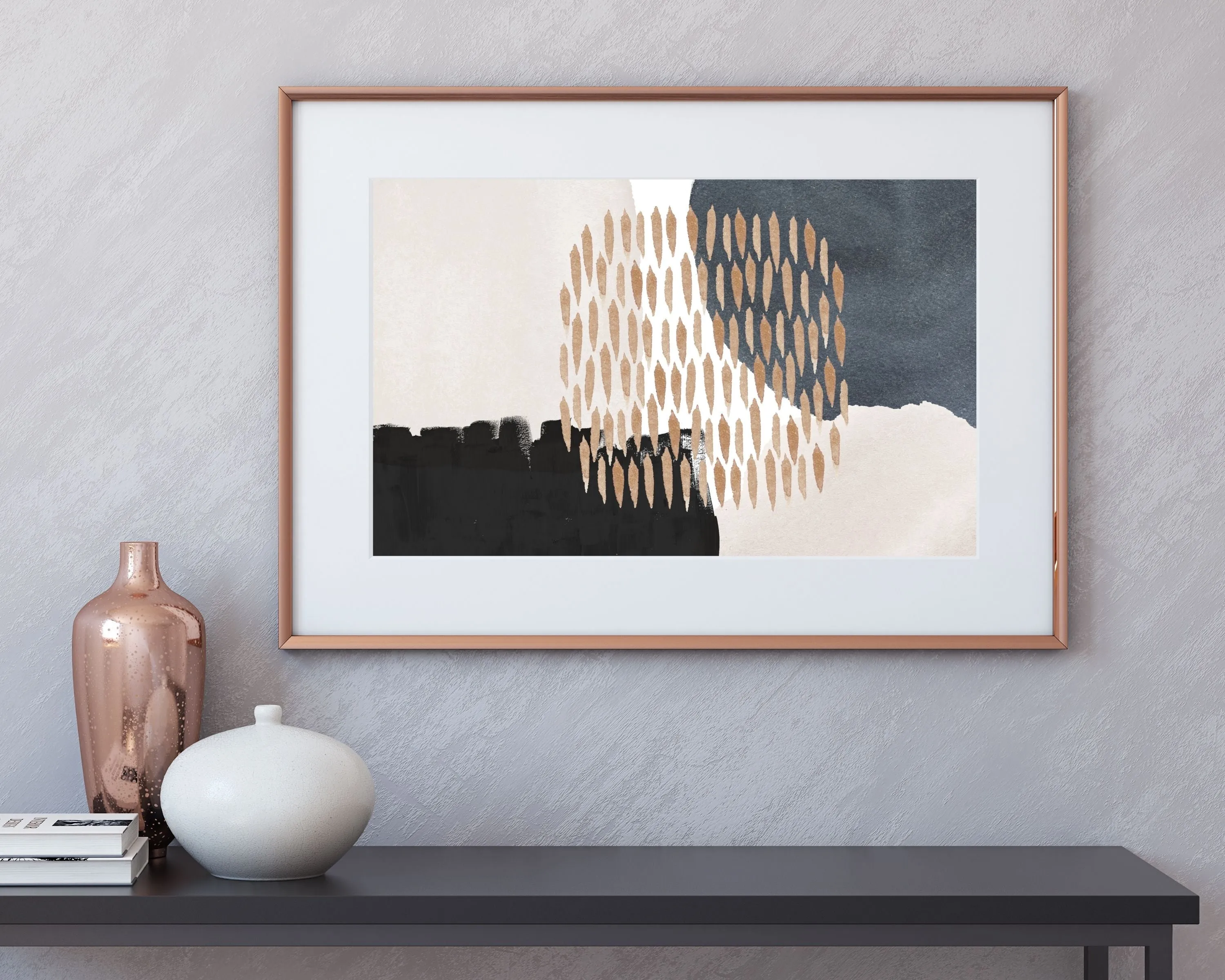 Abstract Boho Art Prints | Black Cream Beige