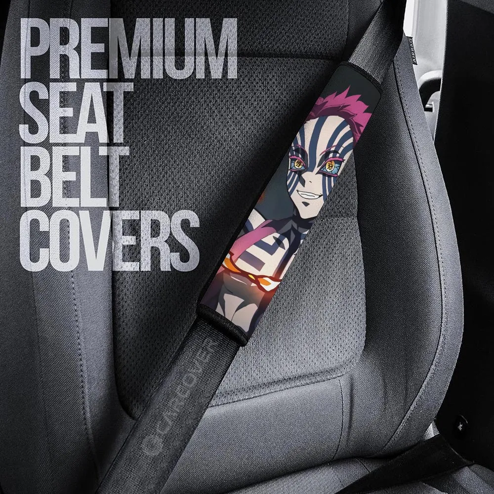 Akaza Seat Belt Covers Custom Demon Slayer Anime Car Accessoriess