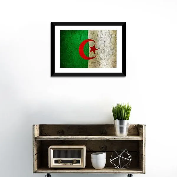 Algerian Flag On Grunge Canvas Wall Art