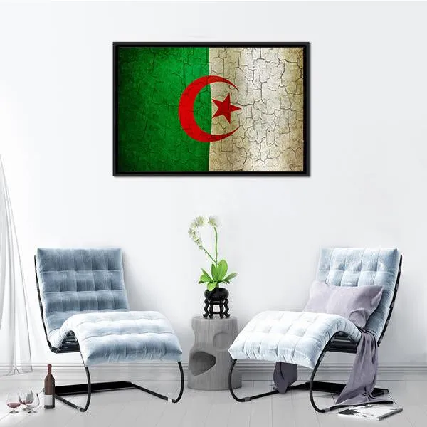 Algerian Flag On Grunge Canvas Wall Art