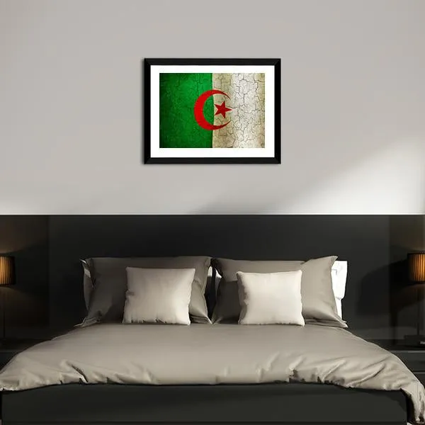 Algerian Flag On Grunge Canvas Wall Art