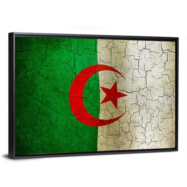 Algerian Flag On Grunge Canvas Wall Art