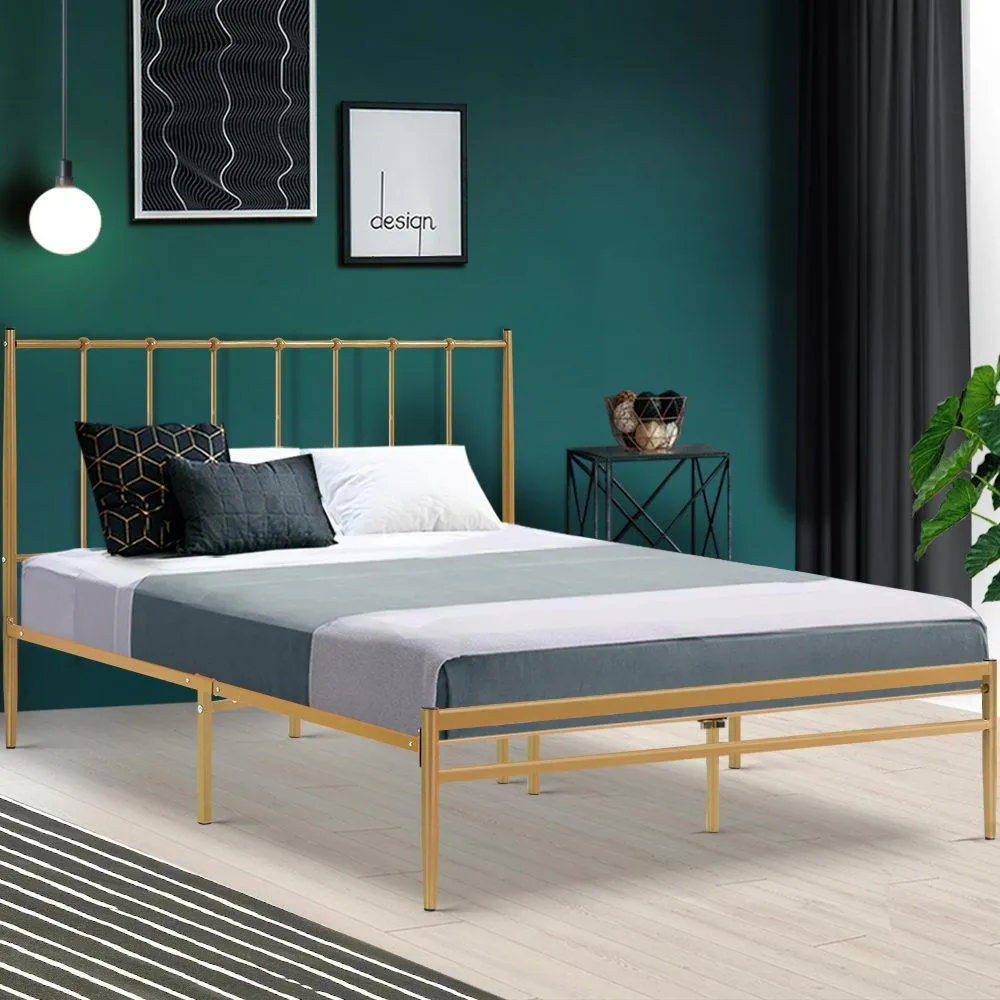 Amor Metal Queen Bed Frame Gold