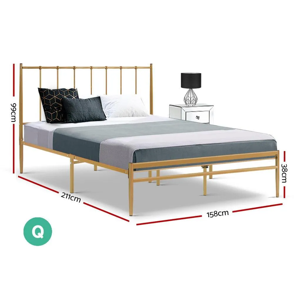 Amor Metal Queen Bed Frame Gold