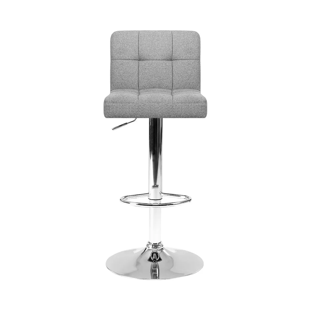 Artiss 2x Bar Stools Leather Gas Lift Grey