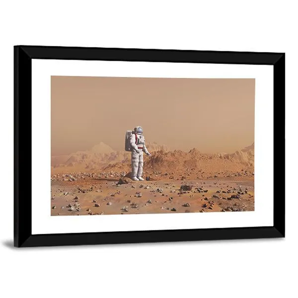 Astronaut Walking On Mars Canvas Wall Art