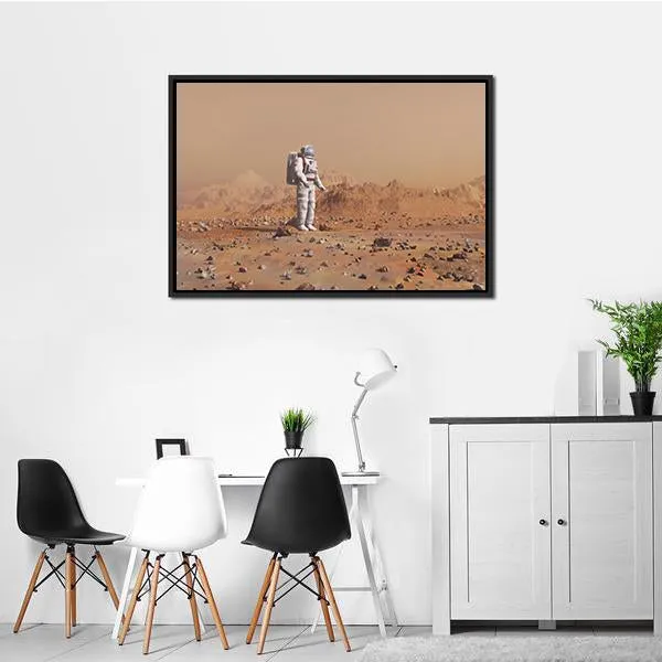 Astronaut Walking On Mars Canvas Wall Art