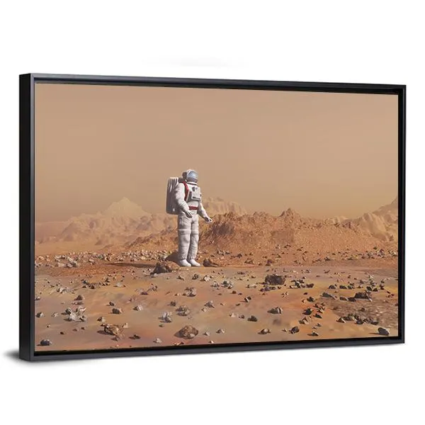 Astronaut Walking On Mars Canvas Wall Art