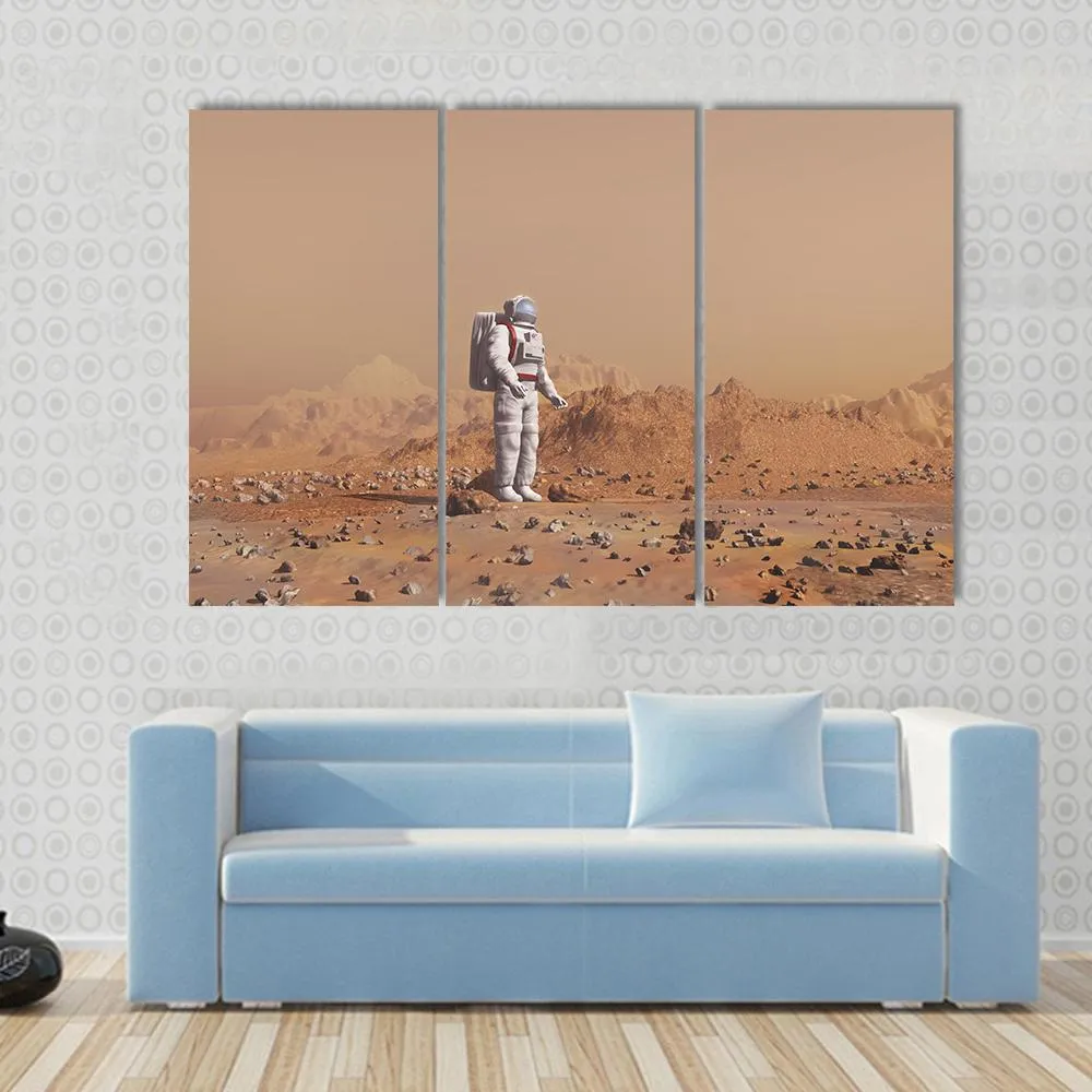 Astronaut Walking On Mars Canvas Wall Art