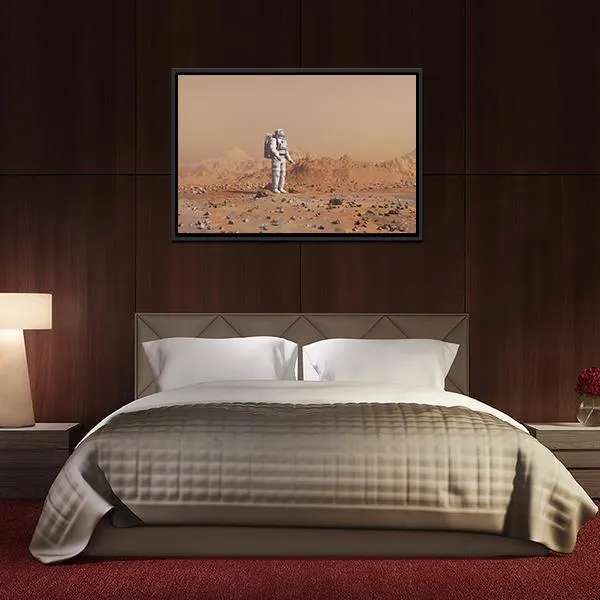 Astronaut Walking On Mars Canvas Wall Art