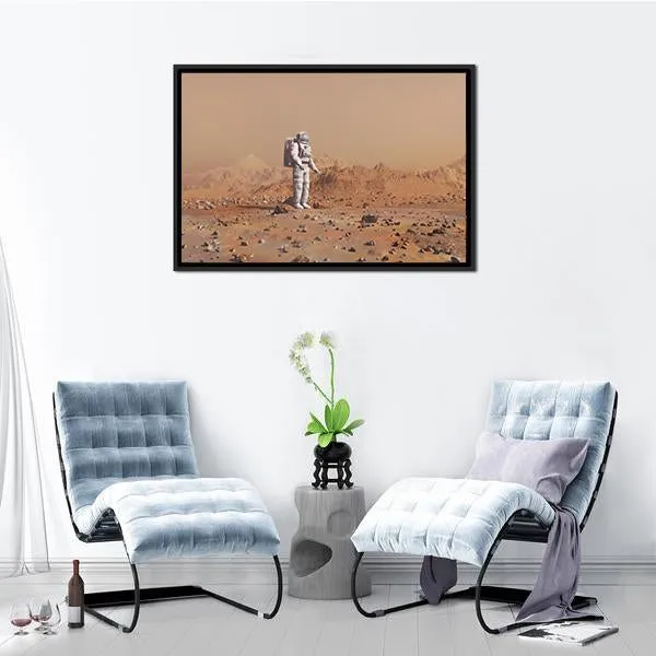 Astronaut Walking On Mars Canvas Wall Art