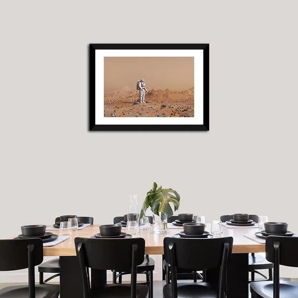 Astronaut Walking On Mars Canvas Wall Art