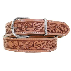 B1056 - Natural Acorn/Cactus Tooled Belt