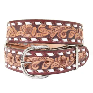 B1093C - Natural Floral Tooled Belt