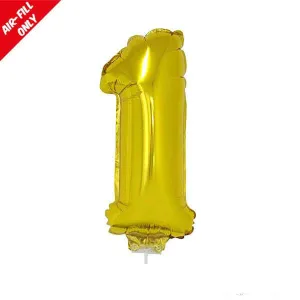 Balloon on Stick - 16" Gold Number 1