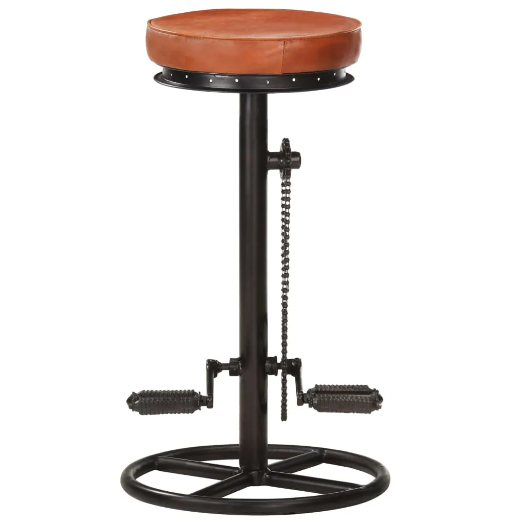 Bar Stools 2 pcs Black and Brown Real Goat Leather