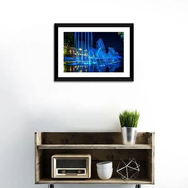 Blue Fountains Canvas Wall Art