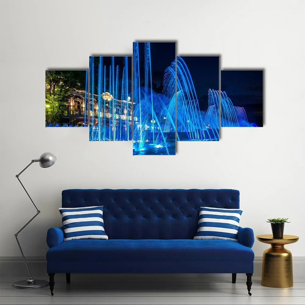 Blue Fountains Canvas Wall Art