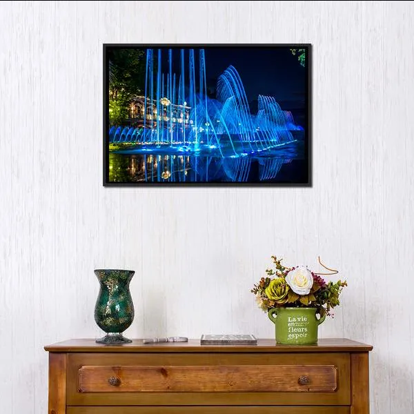 Blue Fountains Canvas Wall Art