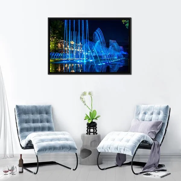 Blue Fountains Canvas Wall Art