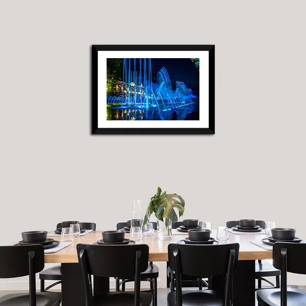 Blue Fountains Canvas Wall Art