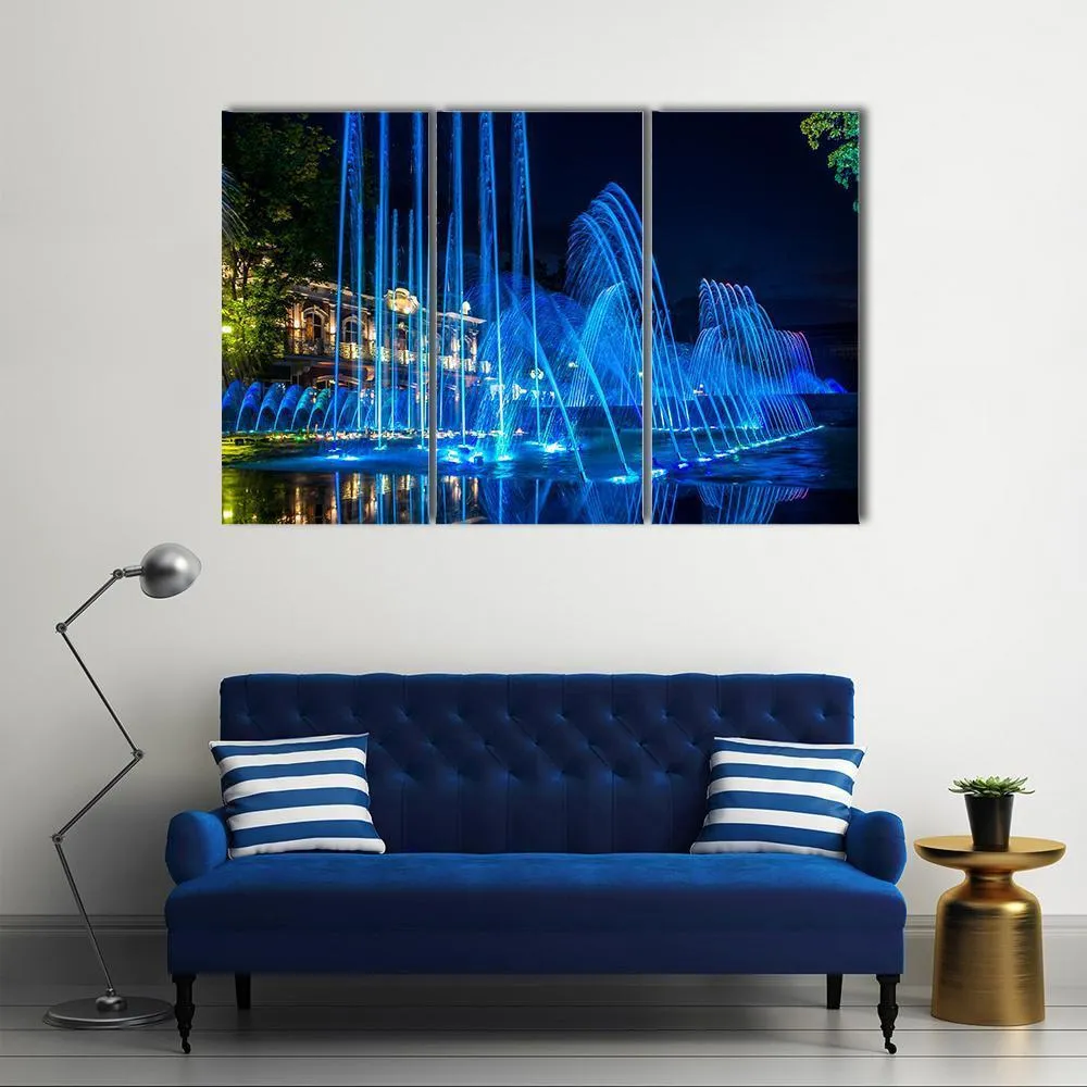 Blue Fountains Canvas Wall Art