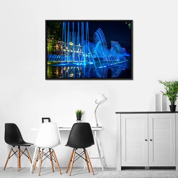 Blue Fountains Canvas Wall Art