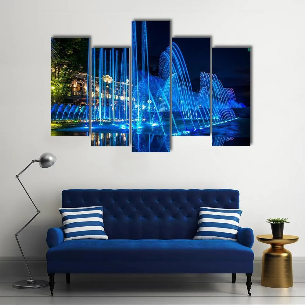 Blue Fountains Canvas Wall Art