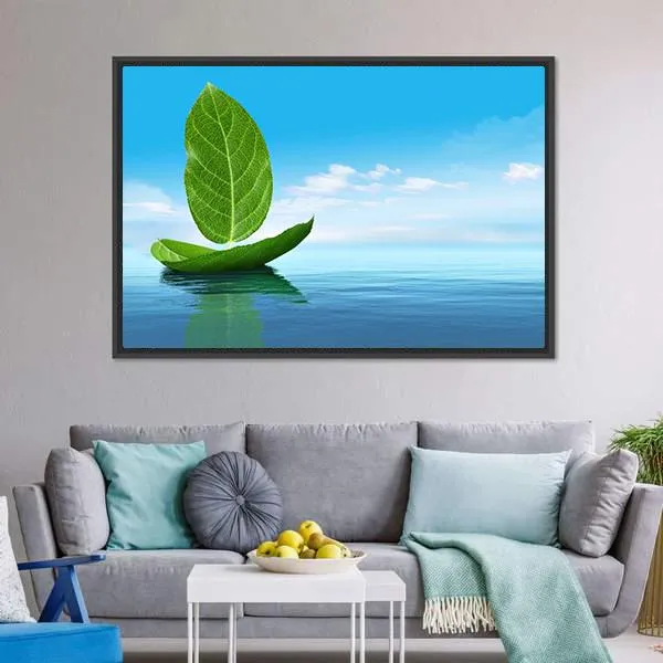 Boat Of Leaves Canvas Wall Art