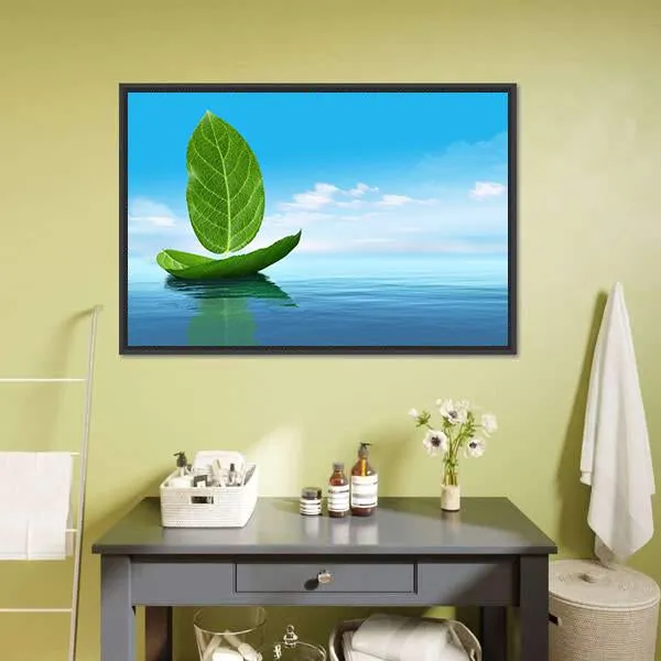 Boat Of Leaves Canvas Wall Art