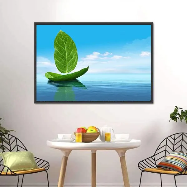 Boat Of Leaves Canvas Wall Art