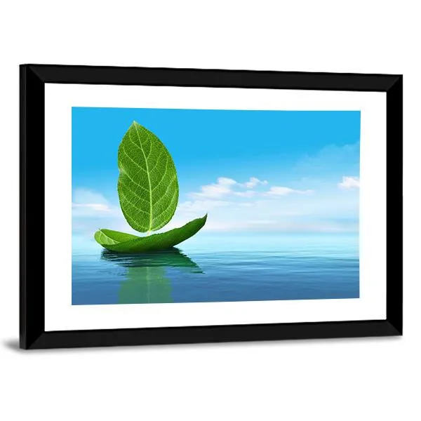 Boat Of Leaves Canvas Wall Art