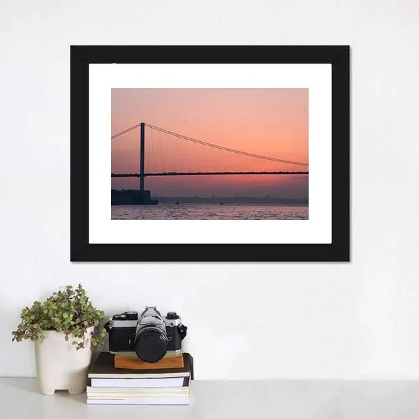 Bosphorus Bridge At Sunset Canvas Wall Art