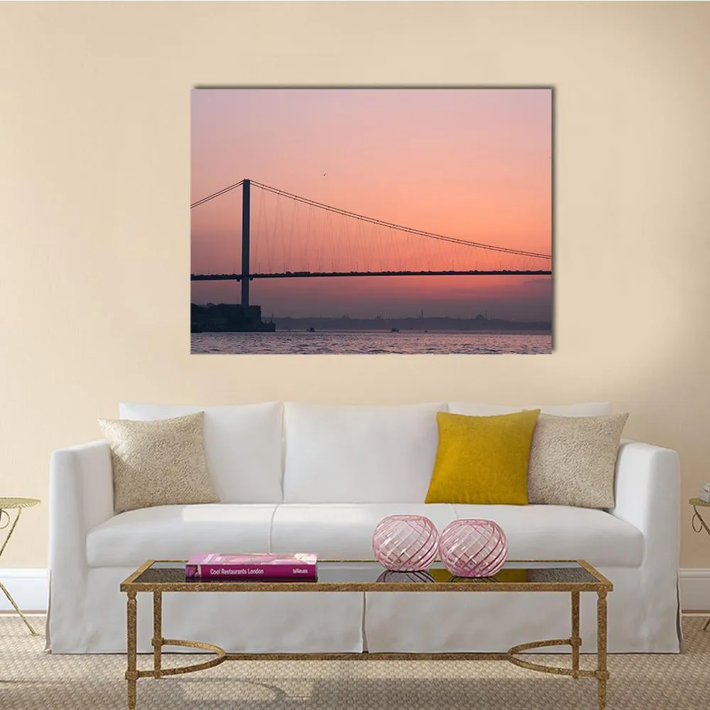 Bosphorus Bridge At Sunset Canvas Wall Art