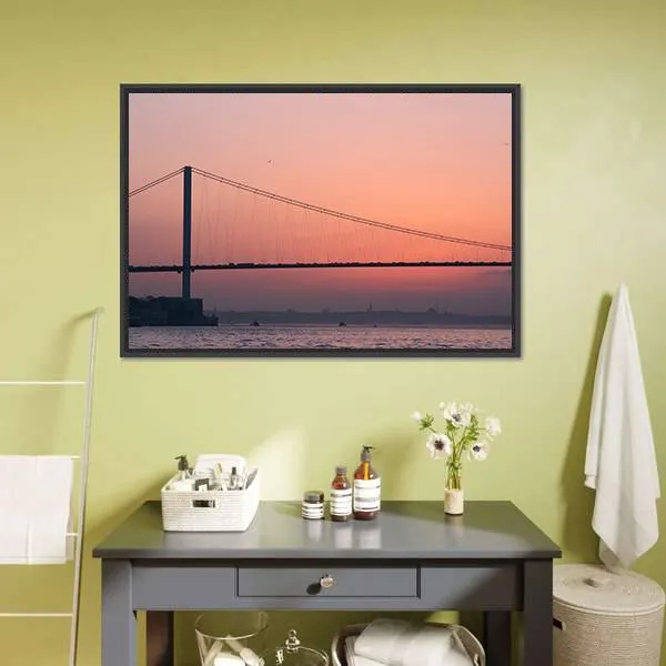 Bosphorus Bridge At Sunset Canvas Wall Art