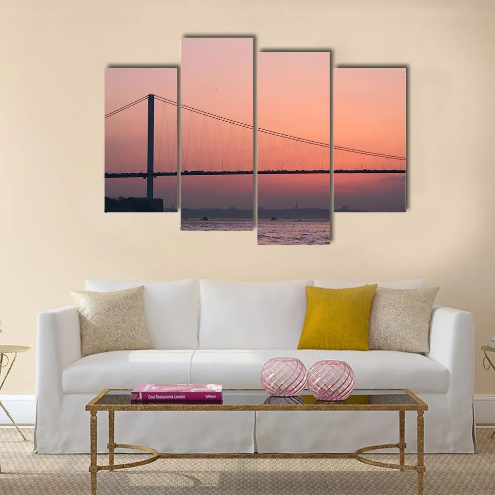 Bosphorus Bridge At Sunset Canvas Wall Art