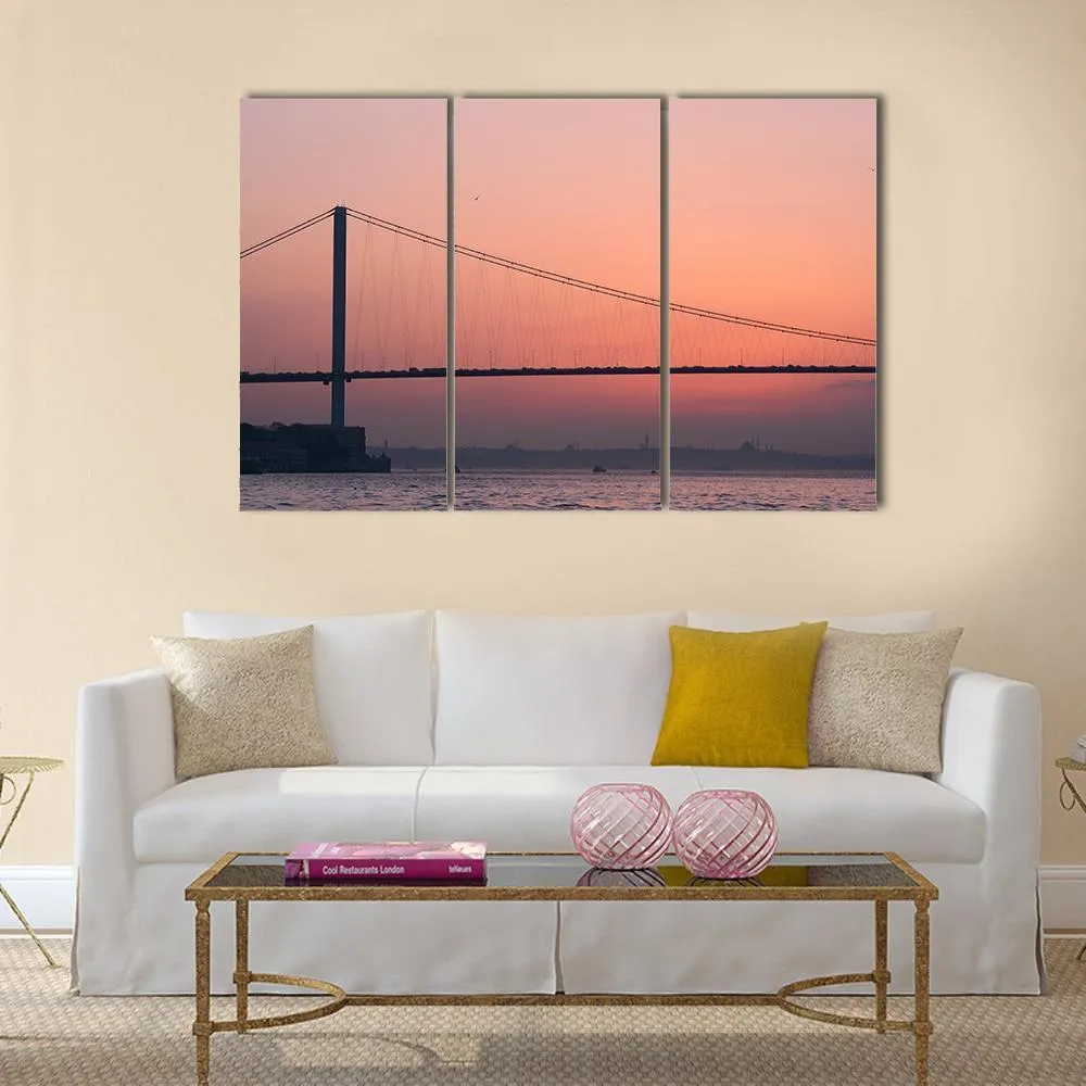 Bosphorus Bridge At Sunset Canvas Wall Art