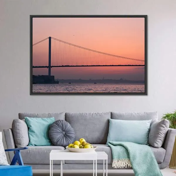 Bosphorus Bridge At Sunset Canvas Wall Art