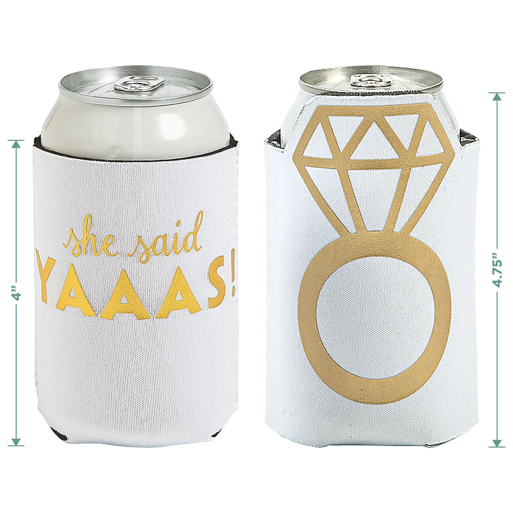 Bridal & Bachelorette Party Supplies - She Said Yaas & Diamond Ring Can Sleeve Beer Hugger