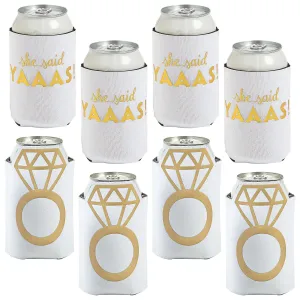 Bridal & Bachelorette Party Supplies - She Said Yaas & Diamond Ring Can Sleeve Beer Hugger