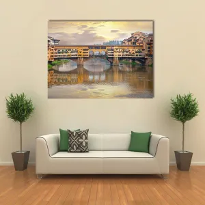 Bridge Over River Arno Canvas Wall Art